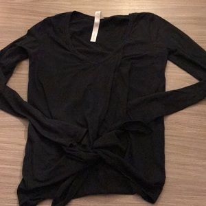 Black lululemon tie waist V-neck long sleeve